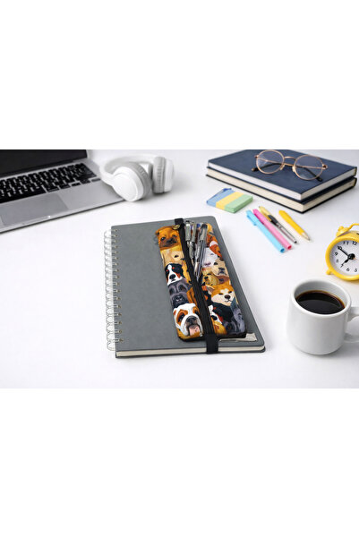 SYAZE Köpek Desenli Dijital Baskı Lastikli Defter Üstü Fermuarlı Kalemlik