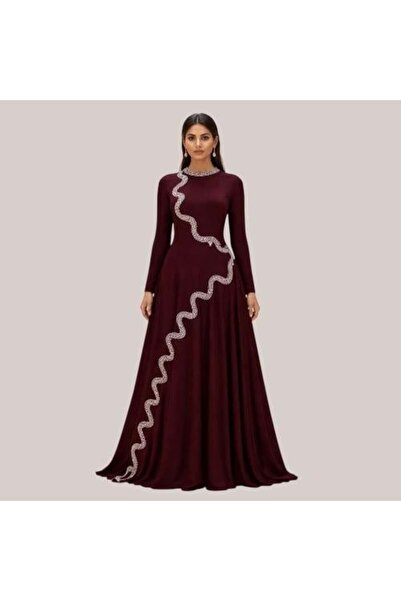 BATRINA STYLE Burgundy evening dress