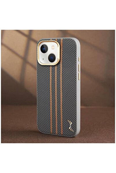 Zebana iPhone 15 Compatible Case Goldrix Carbon Fiber M-Safe Case Gray