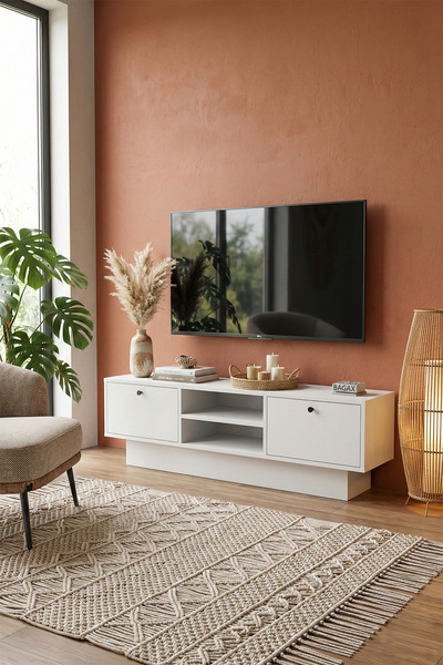 BAGAX Modern Tv Ünitesi | 2 Kapaklı Bölmeli, Salon ve Oturma Odası TV Sehpası...