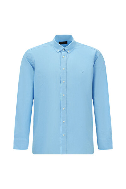 Abdullah Kiğılı Long Sleeve Regular Fit Button Collar Oxford Cotton Shirt