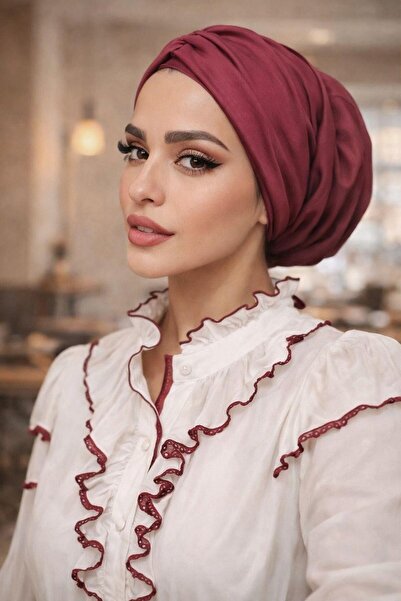 Aişe tesettür Gülkurusu Büzgülü Salaş Bone