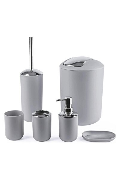 Arabest 6-Piece Plastic Bathroom Set Accessories (Grey)