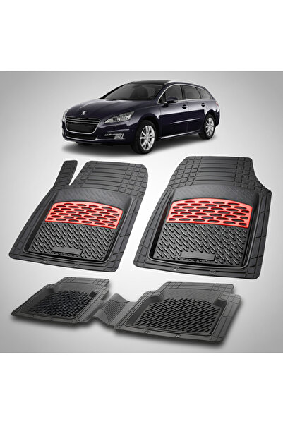 TEAMCAR Covorașe auto tip tavă compatibile cu Peugeot 508 I SW (2010-2014) Roșu