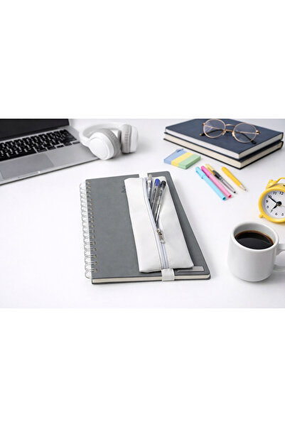 SYAZE حامل أقلام مرن من الجلد الصناعي الأبيض بتصميم بسيط