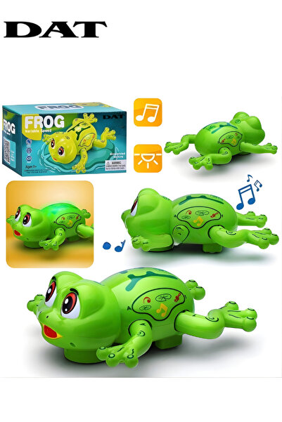 DAT لعبة ضفدع زاحف تفاعلية مع موسيقى وأضواء LED، وعيون متحركة، وأرجل مرنة، با...