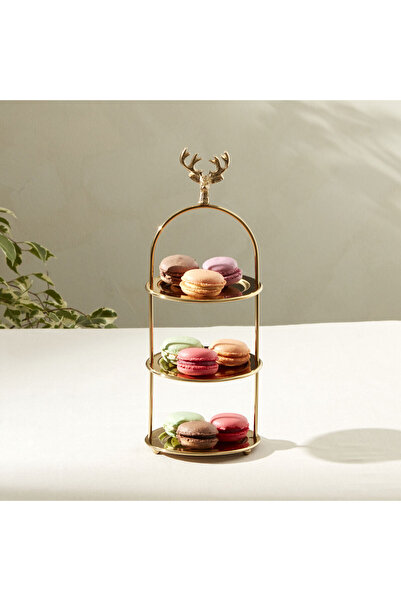 Karaca Home Maison 3 Katlı İkramlık 12x12x20 cm Gold