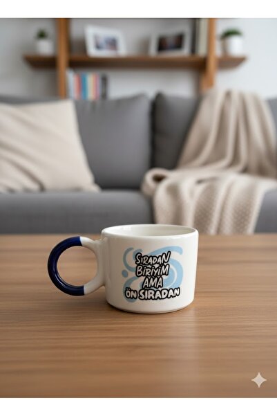 PALTO TASARIM Sıradan Biriyim Ama Ön Sıradan Krem Parlak Düğüm Kulp Fincan - ...