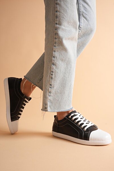 ANALİN SHOES Γυναικεία αθλητικά παπούτσια casual από γνήσιο δέρμα - Μαύρα