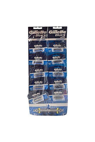 Gillette Aparat de Ras Blue 3 Plus Comfort, 3 Lame, Barbati, 10 Bucati