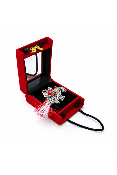 OEM Basket Brooch with Multicolored Stones in Elegant Box