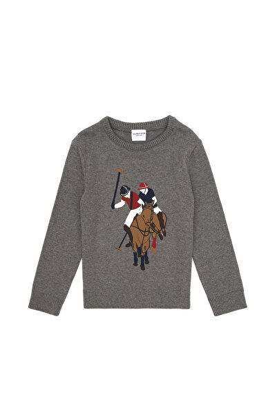 U.S. Polo Assn. Boy's Gray Melange Crew Neck Sweater 50317149-Vr086