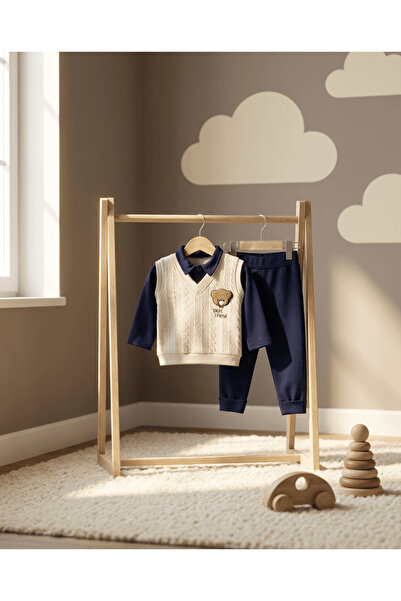 La Pera Baby Erkek Bebek Kapitone Süveter Görünümlü Yakalı