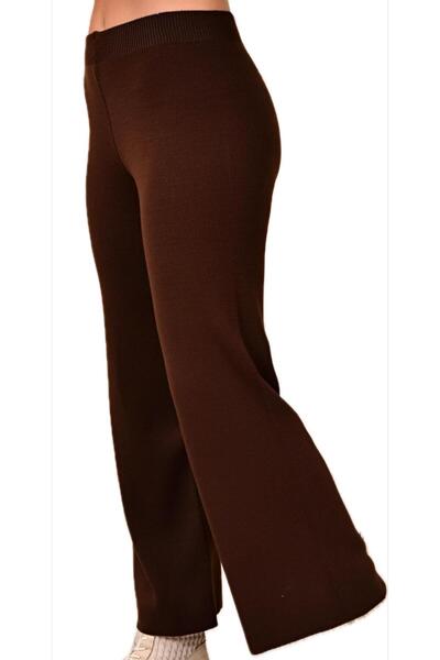 KAYA BUTİK Fatella Women's Comfortable Fit Wide-Leg Knit Pants with Elastic W...