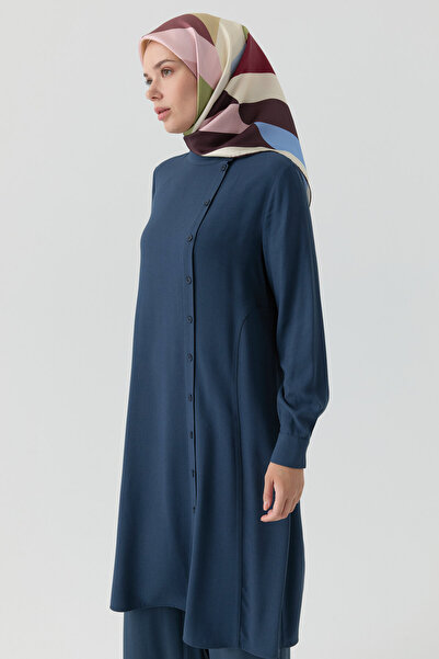 Tuğba Yandan Düğmeli Tunik - İndigo