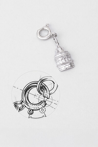 So CHIC... Galata Kulesi 18 Ayar Beyaz Altın Kaplama Gümüş Charm