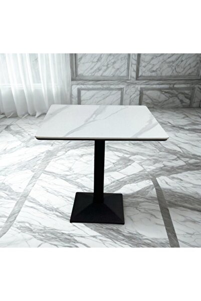 smart home Square Ceramic Cafe Table 80x80cm | Modern Coffee Table with Metal...