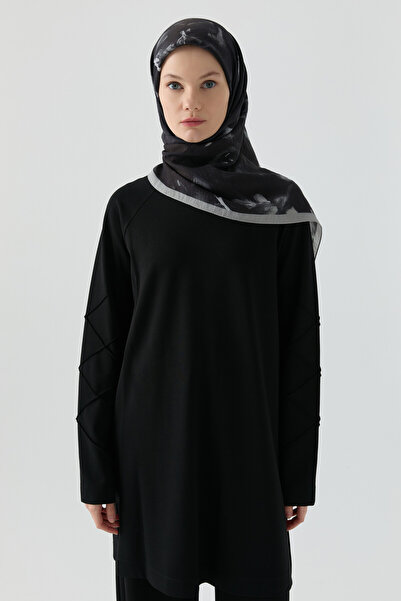 Tuğba Kolları Detaylı Tunik - Siyah