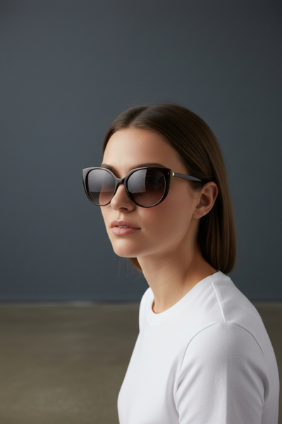 De Valentini Slanted Model Women's Bone Sunglasses