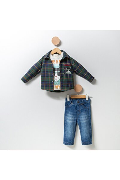 Coolimino Checkered Shirt Triple Jean Baby Boy Set