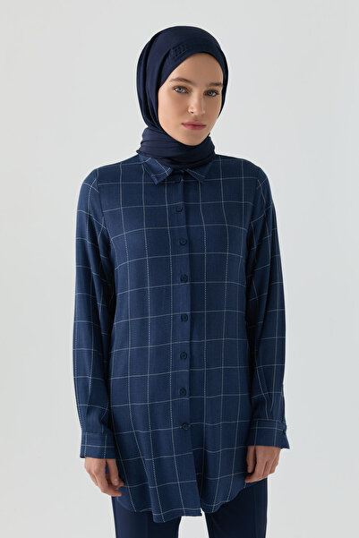 Tuğba Kuşağı Düğme Detaylı Tunik - İndigo