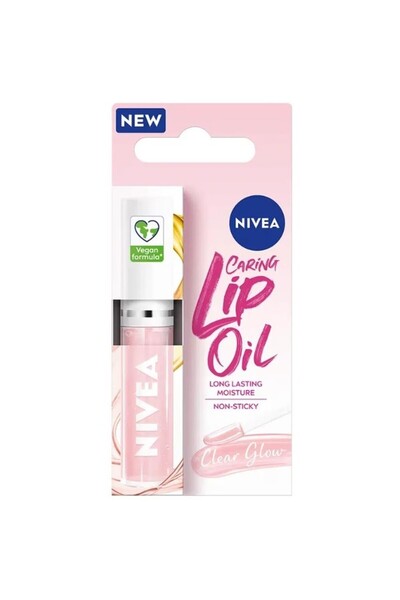 NIVEA Set of 2 x Lip Oil, Clear Glow, Caring Lip Oil, 5.5 ml