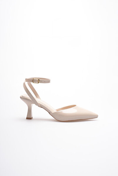 TRENDELLA Women's Beige Patent Leather Heeled Shoes Tr03Ms01C