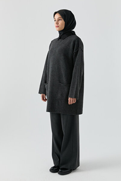 Tuğba Kırçıl Desenli Tunik - Antrasit