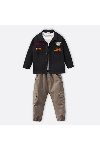 Coolimino Bear Print Embroidered Boy's Suit