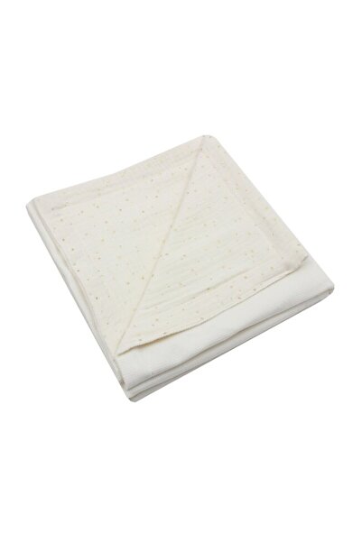 PRICHINDEL Velvet Deluxe Blanket, Metallic Dots Muslin Reverse, Cream, 80 x 1...