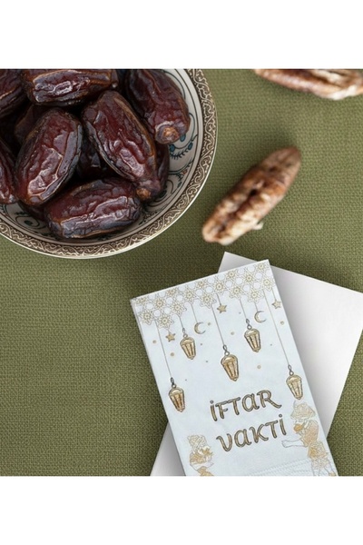 Jovi 32 قطعة من مناديل المائدة الورقية الفاخرة بتصميم رمضان - مكتوب عليها وقت...