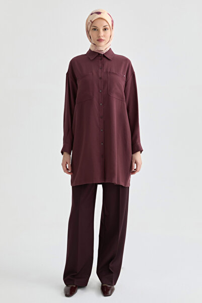Tuğba Çift Cepli Tunik - Bordo