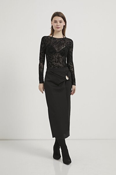 Arma Life Armalife 1101 Accessoried Detailled Knitted Midi Women's Skirt