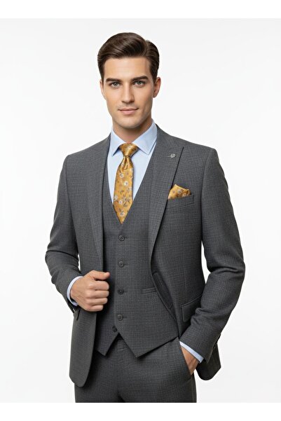 Presto **Erkek Premium Siyah Yelekli Slim Fit Takım Elbise 6 Drop – Özel Kalı...
