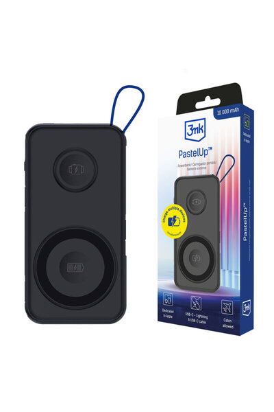 3MK Power bank 10.000mAh 22.5W, PastelUp, black
