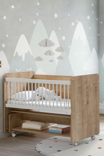 Babywhen BW1090 Anne Yanı Bebek Beşiği 60x120 cm – Sallanan Tekerlekli Pratik...