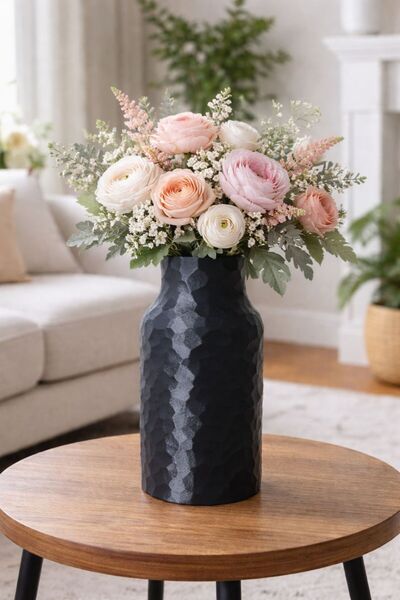 CuteCraft3D Modern Siyah Dokulu Dekoratif Vazo