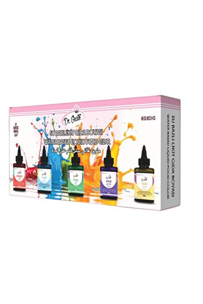Dr. Gusto 5’li Likit Su Bazlı Gıda Boyası – Sarı, Kırmızı, Mavi, Mor, Yeşil (...