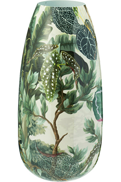 DecoDepot Glass vase, Jungle print, 30 cm