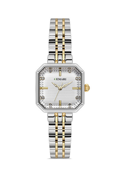 DEMARİ Women's Wristwatch Quartz Movement – Gold & Silver Band with Stripes W...