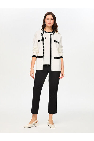 Faik Sönmez Renk Bloklu Triko Hırka S26TRH004