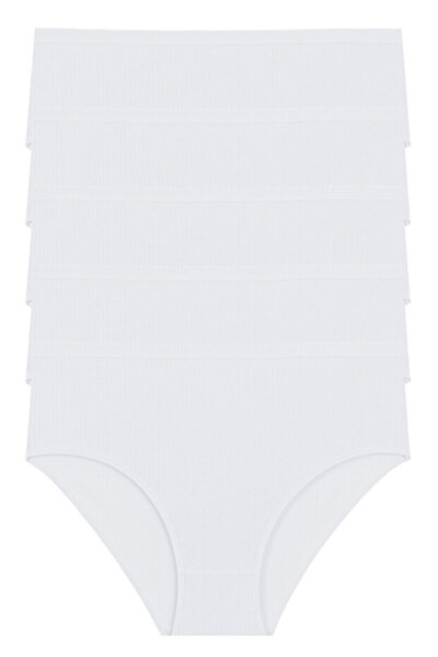 Tusebu White Slip Panties 6-Pack Flexible Waist Elastic Daily Underwear