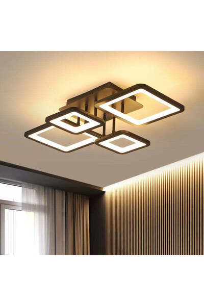 RFAN LED Chandelier, Model K002-2+2, with Remote Control, 3 Light Types, 128W...