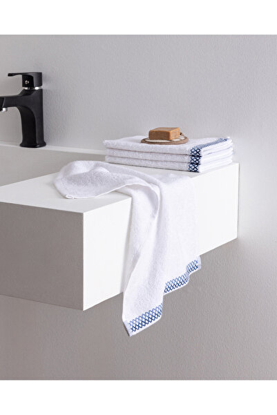 Madame Coco Topaze 4-пакет бавовняних рушників для рук - білий/синій - 30x45 см