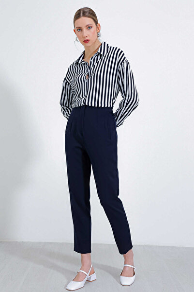 GABRİA Pantaloni din material cu talie înaltă