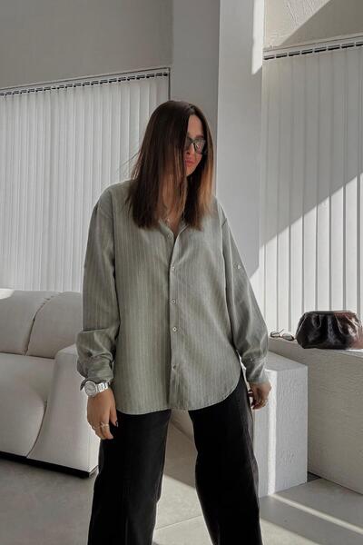 ELVAN TOLON Khaki Striped Comfort Shirt