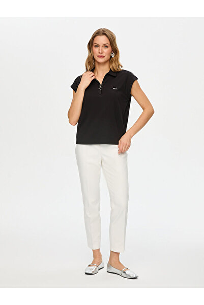 Faik Sönmez Polo Yaka Metal Aksesuar Detaylı Kısa Kol T-Shırt S26TSH089