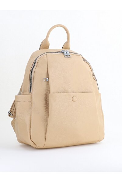 NO NAME Women's beige eco-leather backpack