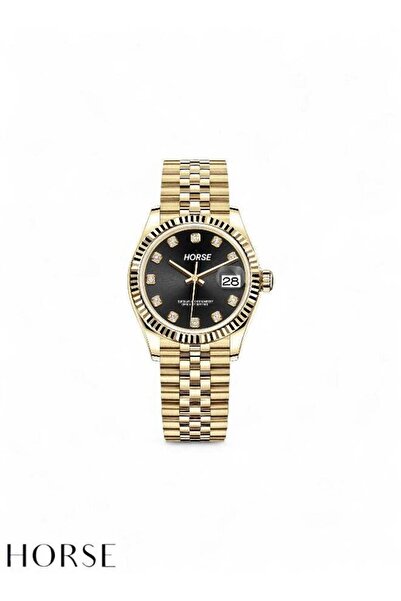 Generic Women's Waterproof Watch - Gold Bracelet and Black Dial