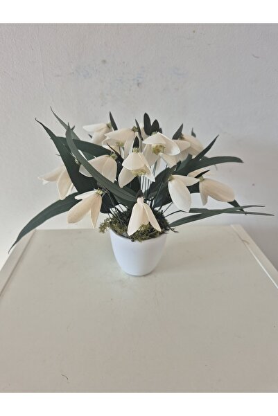 Yellow Tulip Pot arrangement with 11 immortal snowdrops and cryogenic greenery